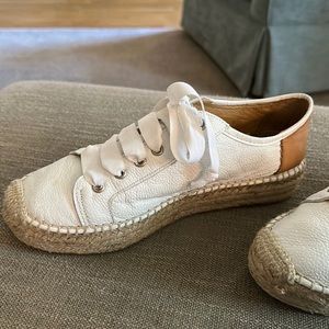 Women White Matt Benson Leather Sneakers size 8